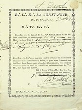 ✒ FRANC MACONNERIE 1799 convocation assemblée générale GRAND ORIENT La Constance