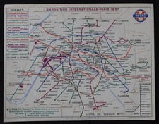 Plan métro Exposition Internationale 1937 Paris RATP Metropolitain 20x15,5cm
