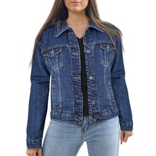 Veste En Jean Femme Bleu Foncé Oversize Urbain Streetwear À Manches Longues