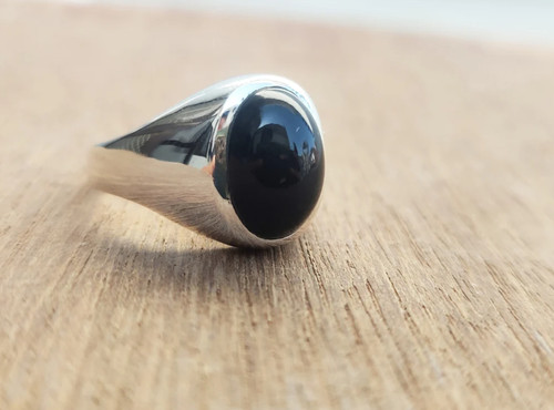 Bague onyx noir naturel - naturel, en