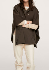 Poncho ou Cape à Capuche Mango en Coton Mélangé Kaki NEUVE+ETIQUETTE