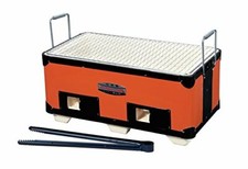 BBQ Konro Carré Yakitori Fumoir À Charbon Shichirin 37,5x17cm Rouge Hibachi Neuf