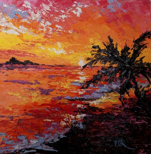 Original sunset texture - sunset, oil