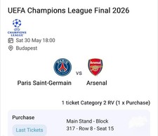 Billet Finale LDC 2026 PSG VS