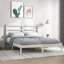 Cadre de Lit Blanc Bois Massif 120x190 cm Sommier Adulte Double Chambre vidaXL