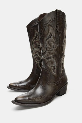 Zara bottes cowboy - zara, marron
