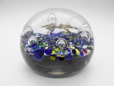 SUPERBE SULFURE PAPERWEIGHT BOULE PRESSE PAPIERS BLEU ABSTRAIT EN CRISTAL