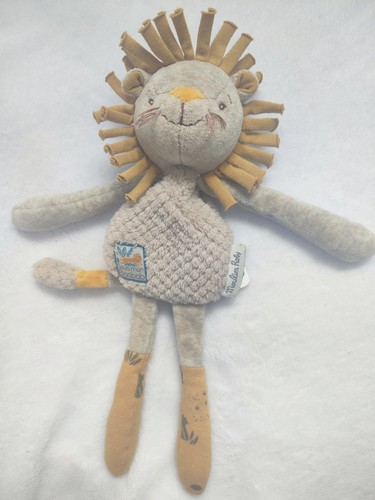 Doudou semi plat lion gris - plat,