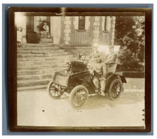 Suisse, Photo de groupe avec voiture d'époque  Vintage citrate print Ti