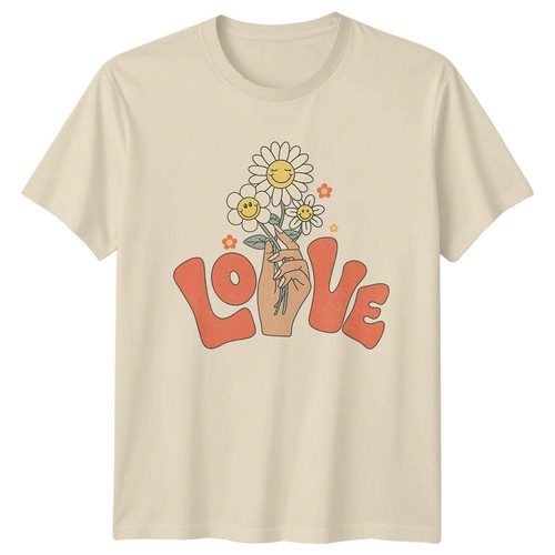 Shirt retro love daisy - t-shirt,