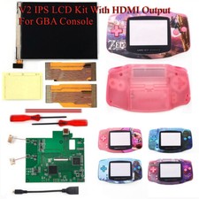 GBA Newest V2 IPS Backlight LCD Kit HDMI-Compatible Output Mod+UV Printed Shell