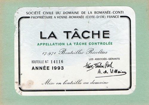 Etiquette tache 1993 - la,