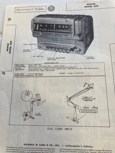 1950 mopar radio model 808 - mopar, 808,