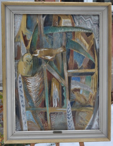 Peinture huile sur bois - à,