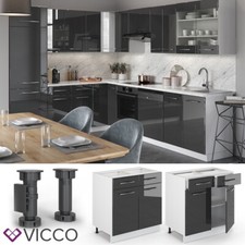 Meuble sous-plan 80 cm Meuble de cuisine Fame-Line blanc anthracite VICCO