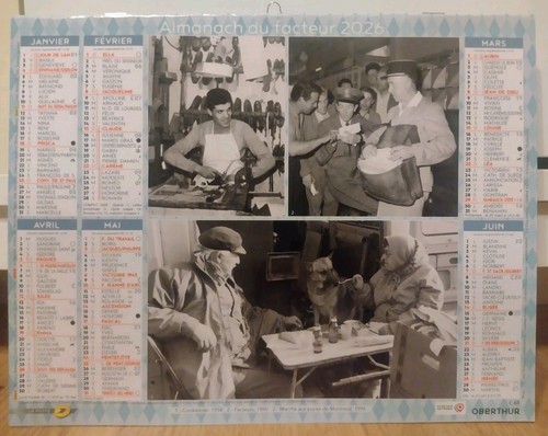 Calendrier poste 2026 - calendrier,