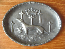 ANCIEN VIDE POCHE CENDRIR EN ETAIN REPOUSSE DE FRANCOIS CORTESI 1930'S