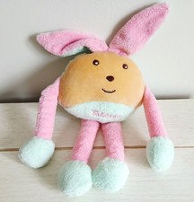 Takinou doudou peluche lapin rond vert rose marron tout doux