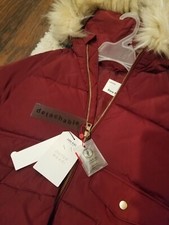 Zara Kids Faux Fur Trim Cranberry Coat Nwt Size 6