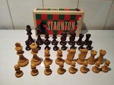 Rare Jeu De Pièces D'Échecs Staunton Revanche Jumbo 1986 Complet Boîte Carton