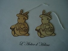 LOT de 2 décorations - LAPINS en mdf