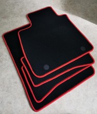 Set 4 Tapis De Sol Sur Mesure Pour RENAULT Clio IV 4 Velours NOIR Bords ROUGE