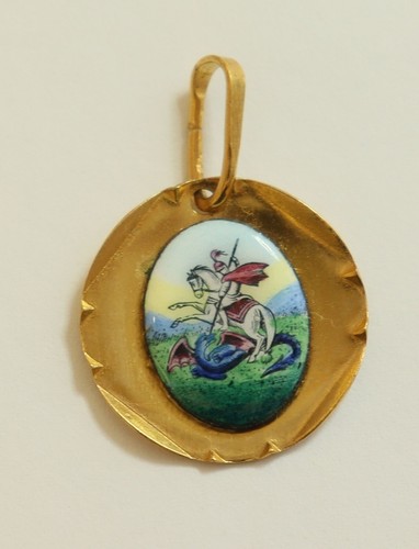 Médaille emaillée saint - médaille,