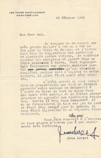 Jean LURÇAT lettre signée tapisserie Beaune musée du vin autographe