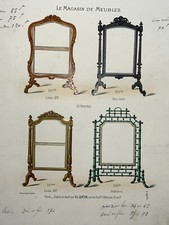 ECRAINS Magasin Meubles GRAVURE Quetin BAMBOU Louis XVI Neo Grec XIX°