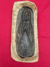 Sculpture artisanale bois sculpté 25 cm – Art populaire naïf religieux