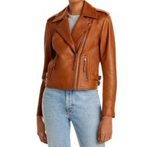 Veste de moto à col en cuir