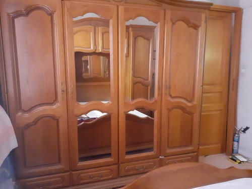 Lit pont armoire chêne - ,