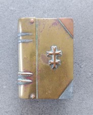 Ancien Briquet de Poilu 14-18 en Laiton - Forme de Livre - Croix de Lorraine