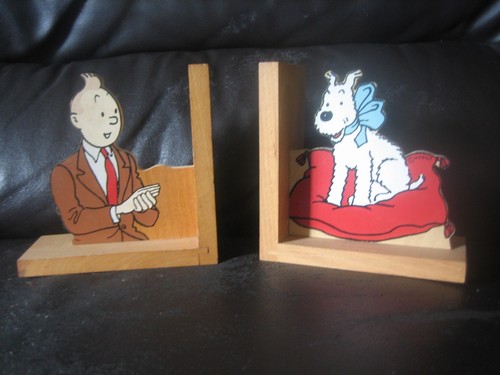 Serre livres bois tintin - serre-livres,