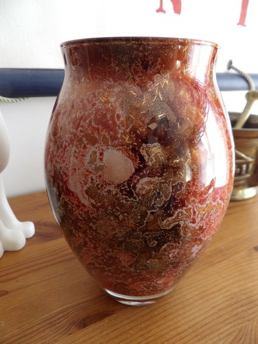 Vase verre églomisé - églomisé, signée