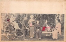 Japan - Group of Geishas - Rickshaw - tea Party