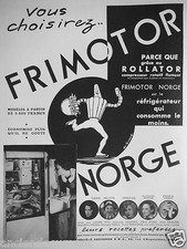 PUBLICITÉ 1935 RÉFRIGÉRATEUR FRIMOTOR MOTEUR ROLLATOR COMPRESSEUR ROTATIF FLOTAN