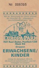 Ancien billet ticket entrée EUROPA PARK + 1 autocollant