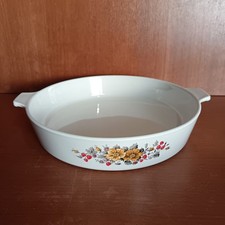 Plat À Gratin Rond Pyroflam, Belgique,Diamètre 26cm,plat À Four Vintage, Fleurs 