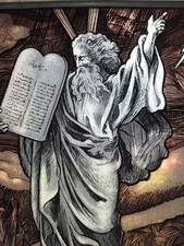 ANCIEN VITRAIL SUSPENDRE/VITRAUX/religieux/SIGNE/XXéme/24x32cm/0,7 kg/N4/Moisse 