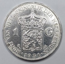 SUPERBE Monnaie Argent, 1 Gulden 1931 Wilhelmina - NETHERLANDS
