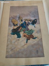 lot de 6 estampes japonaises - scenes de rue