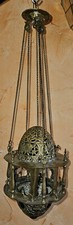 Suspension lampe de mosquée ART ORIENTAL en laiton & 4 strass ISLAMIC OTTOMAN