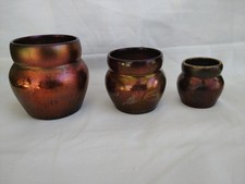 3 Petits Vases irisé pots céramique modèle montieres? Massier?