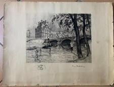 Gravure - signée - Le Pavillon de Flore - Eau Forte - Eugène DELECLUSE - 65x50