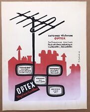 Dessin Original Gouache Jacques Godard Projet Publicité Antenne Télévision Optex