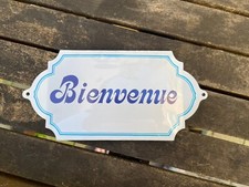 French Metal Bienvenue 6”Welcome Door Plate Marker Plaque Wall Enamel Store Shop