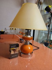 Vintage,  Philippe Barbier, lampe de table tout en métal, orange et chrome top