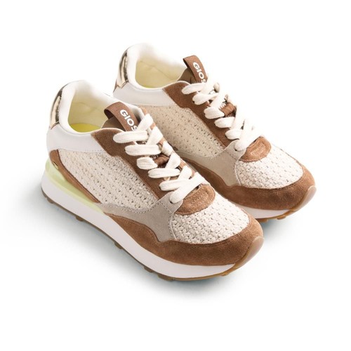 Baskets femme tissu beige - en,