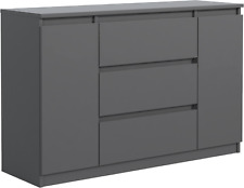 Commode Anthracite Mat avec 3 tiroirs et 2 Portes 120 cm - Commode Chambre